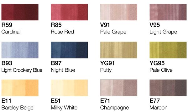 COPIC Ciao double-sided Brush Chisel 12 pcs nostalgia tones .