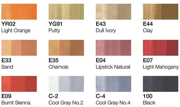 COPIC Classic Double Sided Fine Chisel 12 pcs for architecture .