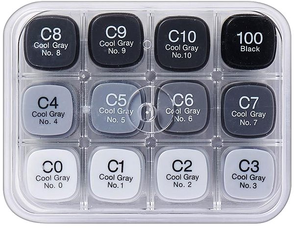 COPIC Classic Double Sided Fine Chisel 12 pcs Grey Cool .