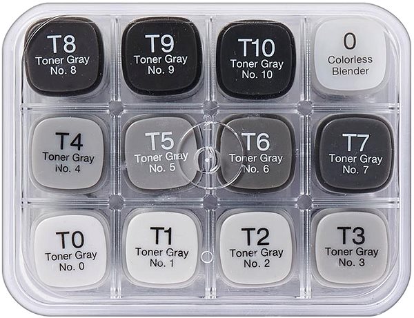 Markers COPIC Classic double-sided Fine Chisel 12 pcs grey Toner .