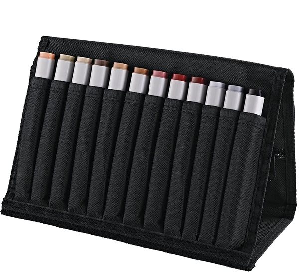 COPIC Classic Double-sided Fine Chisel 12 pcs for architecture in pencil case.