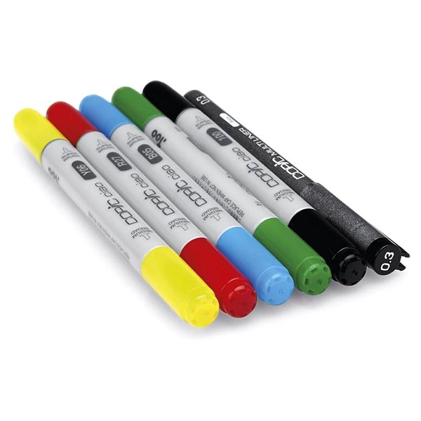 COPIC Ciao double-sided Brush Chisel 5+1 pcs bright tones .