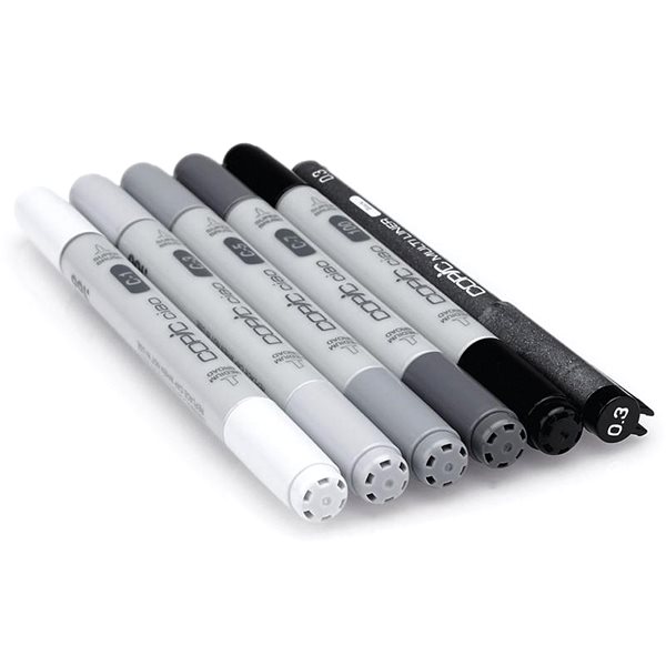 COPIC Ciao double-sided Brush Chisel 5+1 pcs grey Cool .
