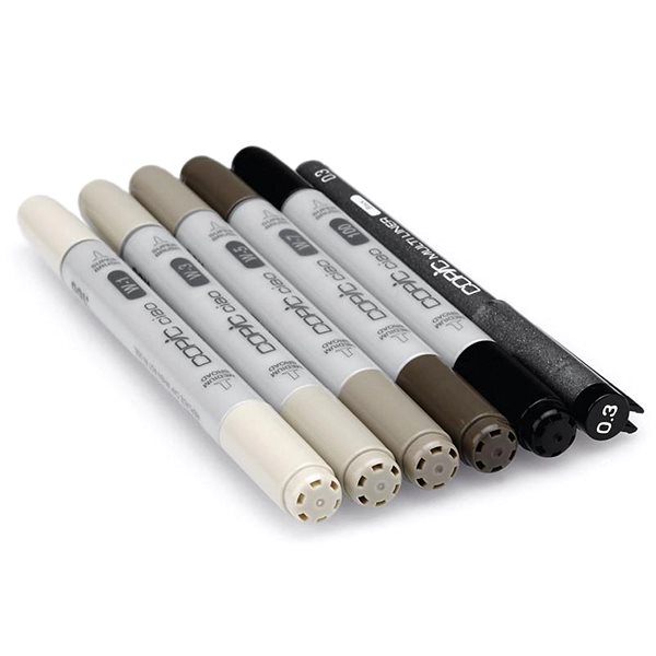 COPIC Ciao double-sided Brush Chisel 5+1 pcs grey Warm .