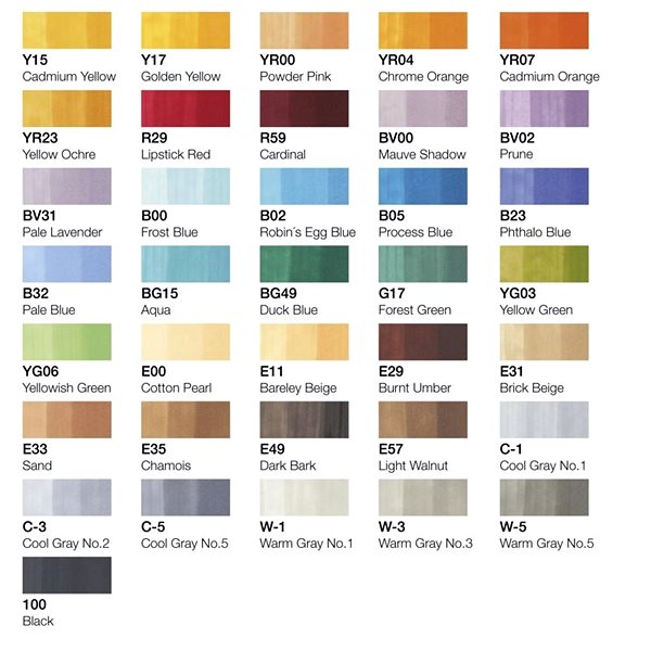 COPIC Ciao double-sided Brush Chisel 36 pcs Manga tones .