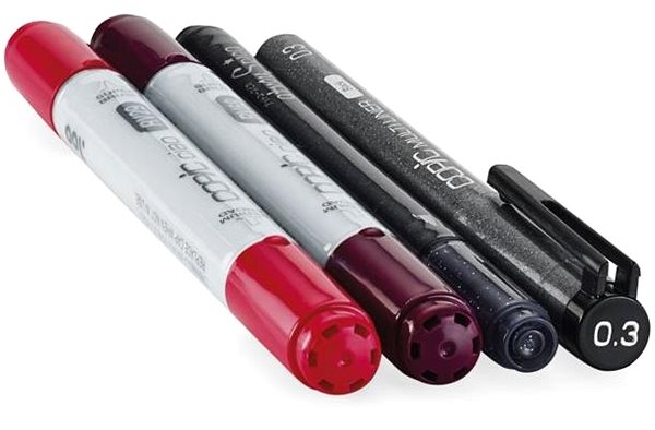 COPIC Ciao double-sided Brush Chisel 2+2 pcs Doodle Kit red .