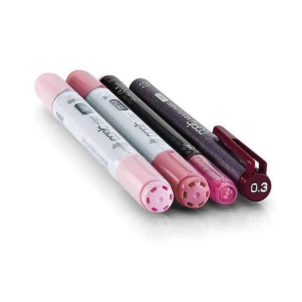 COPIC Ciao double-sided Brush Chisel 2+2 pcs Doodle Kit pink .