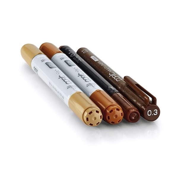COPIC Ciao double-sided Brush Chisel 2+2 pcs Doodle Kit brown .