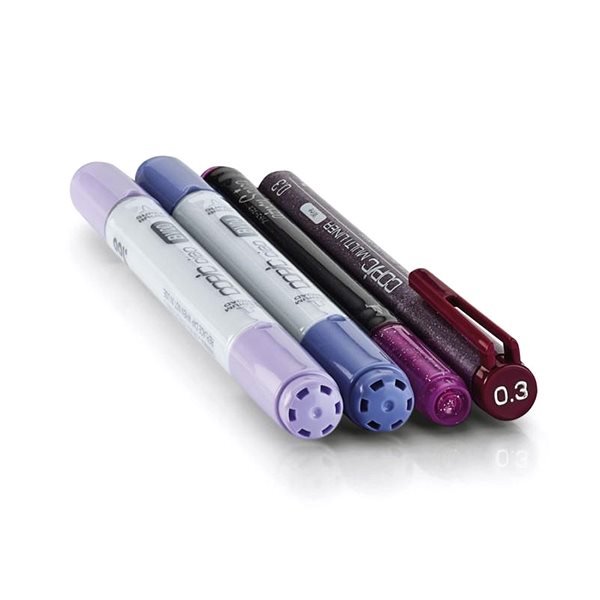 COPIC Ciao double-sided Brush Chisel 2+2 pcs Doodle Kit purple .