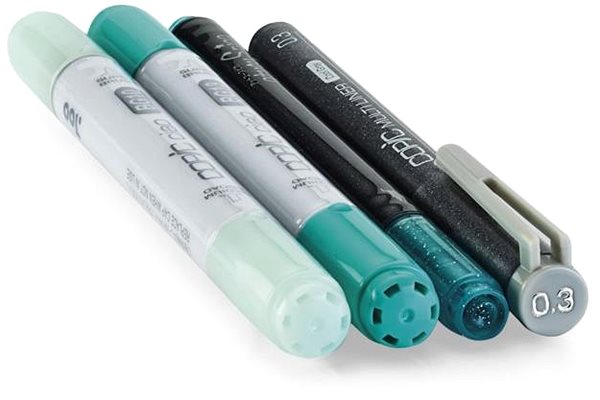 COPIC Ciao double-sided Brush Chisel 2+2 pcs Doodle Kit turquoise .