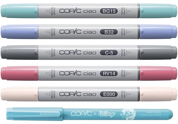 COPIC Ciao double-sided Brush Chisel 5+1 pcs limited edition Hatsune Miku .