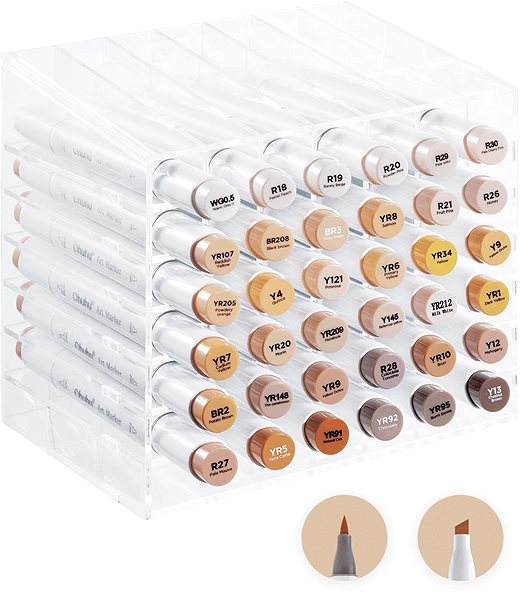 Markers OHUHU double-sided Brush Chisel 36 pcs facial + blender .