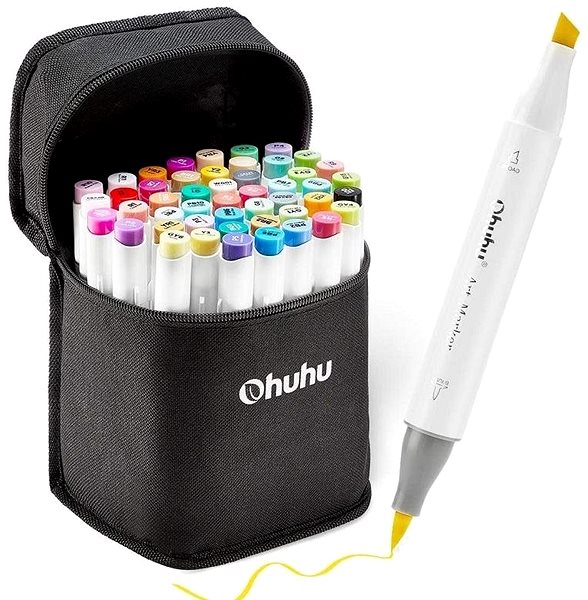 Markers OHUHU double-sided Brush Chisel 48 pcs basic + blender .