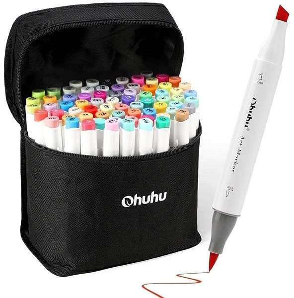 Markers OHUHU double-sided Brush Chisel 72 pcs + blender .