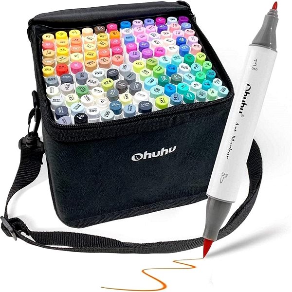 Markers OHUHU double-sided Brush Fine 120 pcs + blender .