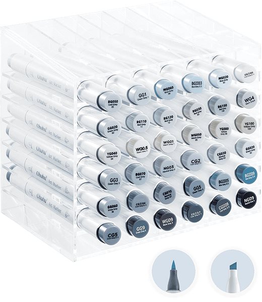 Markers OHUHU double-sided Brush Chisel 36 pcs grey + blender .