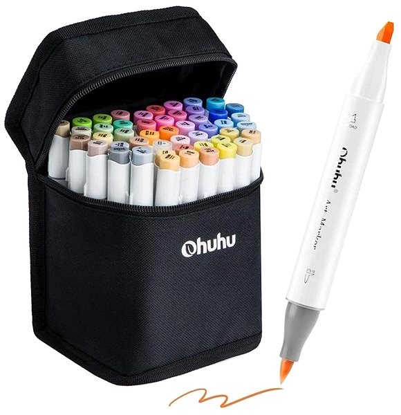 Markers OHUHU double-sided Brush Chisel 48 pcs secondary + blender .