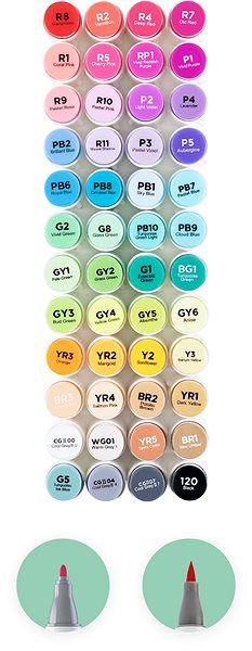 Markers OHUHU double-sided Brush Fine 48 pcs basic + blender .