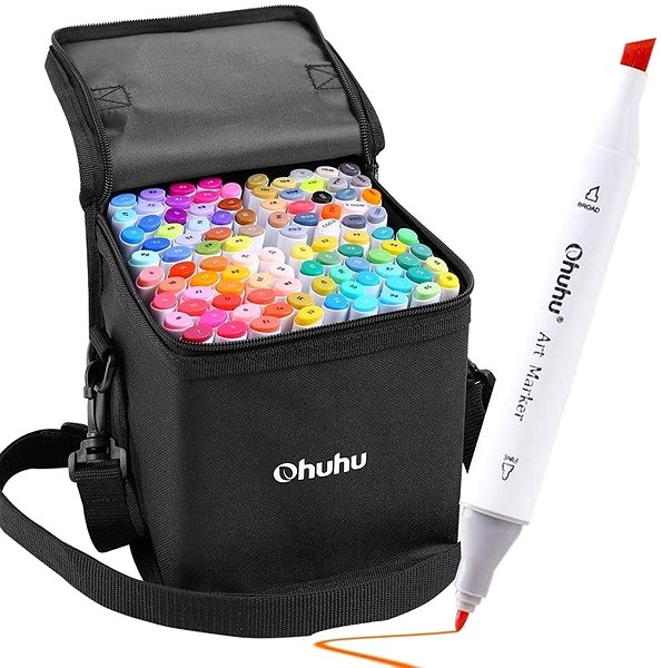 Markers OHUHU double-sided Fine Chisel 100 pcs + blender .