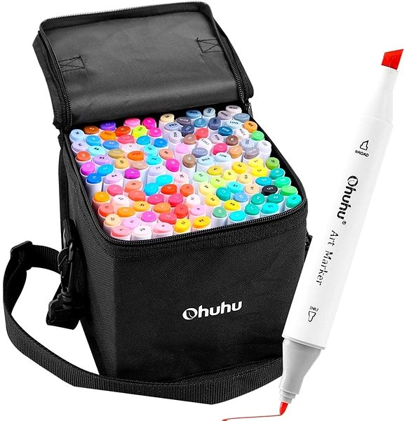 Markers OHUHU double-sided Fine Chisel 120 pcs + blender .