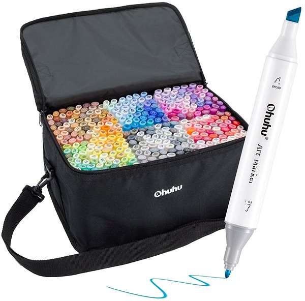 Markers OHUHU double-sided Fine Chisel 320 pcs + blender .