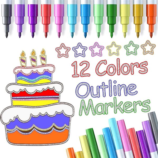 OHUHU Outline markers 12 pcs .