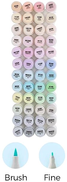 Markers OHUHU double-sided Brush Fine 48 pcs pastel + blender .
