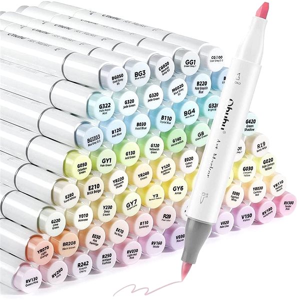 Markers OHUHU double-sided Brush Chisel 96 pcs pastel + blender .