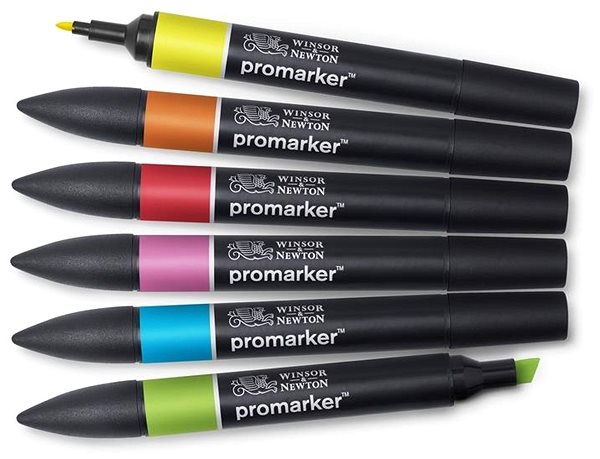 Markers WINSOR NEWTON double-sided Fine Chisel 6 pcs Vibrant tones .