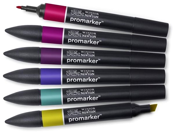 Markers Winsor NEWTON double-sided Fine Chisel 6 pcs Rich tones .