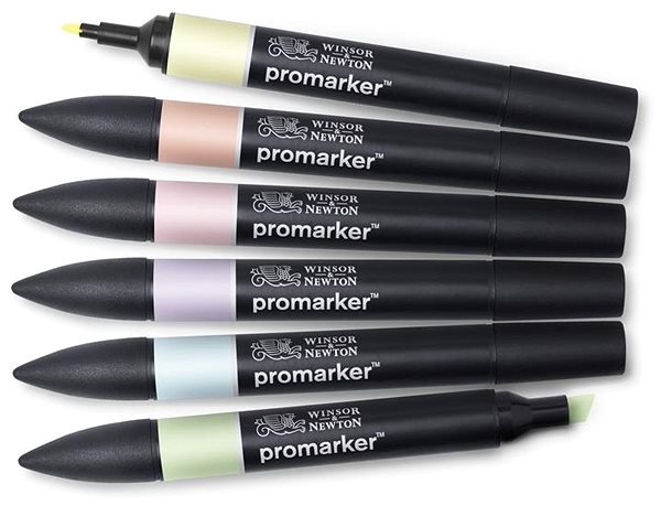 Markers WINSOR NEWTON double-sided Fine Chisel 6 pcs Pastel tones .