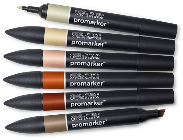Markers WINSOR NEWTON double-sided Fine Chisel 6 pcs Earth tones .
