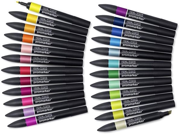 WINSOR NEWTON Double Sided Fine Chisel 24+1 pcs Student designer set in pencil case .