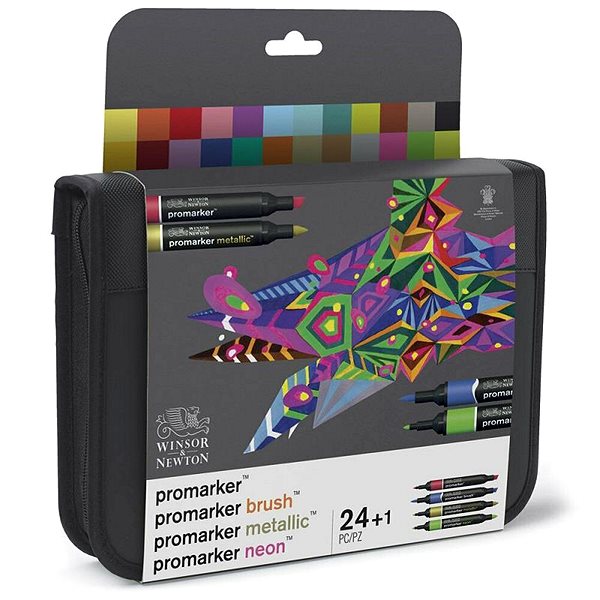 Markers WINSOR NEWTON double-sided MIX 24+1 pcs in pencil case .