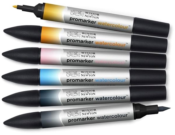 Markers WINSOR NEWTON double-sided Brush Fine 6 pcs Sky tones .