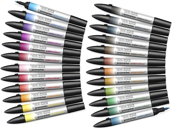 WINSOR NEWTON Double Sided Brush Fine 24+1 pcs Basic in pencil case .