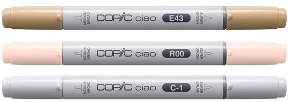 COPIC Ciao Double Sided Brush Chisel 3 pcs Mellow Palette .