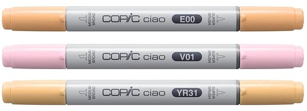 COPIC Ciao double-sided Brush Chisel 3 pcs Sunset Palette .