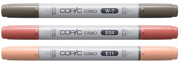 COPIC Ciao double-sided Brush Chisel 3 pcs Warm Palette .