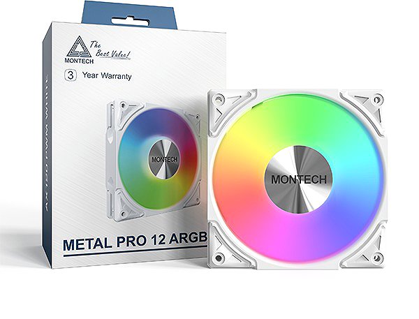 PC Fan Montech METAL PRO 12 ARGB PWM White ...