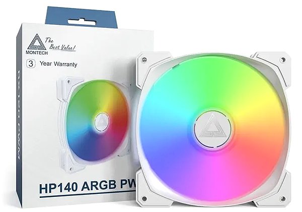 PC Fan Montech HP140 ARGB PWM White ...