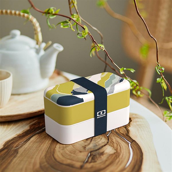Snack Box MonBento Snack bento box Original Meadow, white green yellow ...