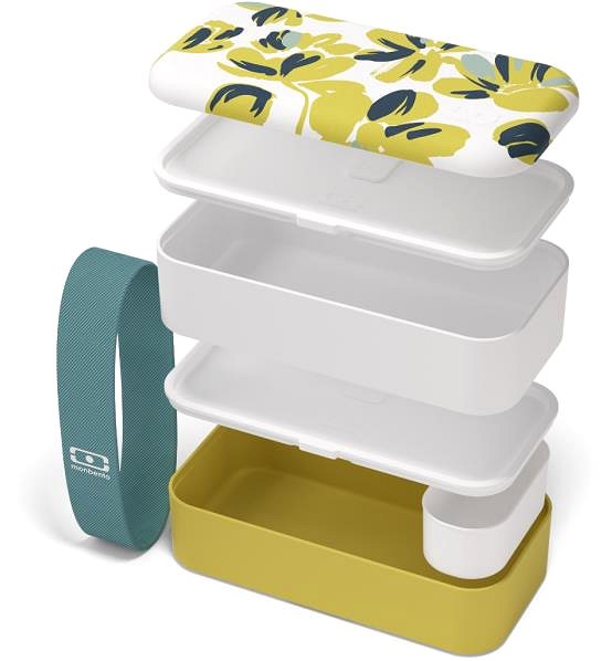 Snack Box MonBento Snack bento box Original Meadow, white green yellow ...