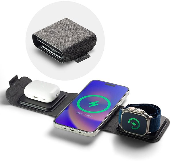 Kabelloses Ladegerät Mophie 3in1 Reiseladegerät mit MagSafe schwarz ...