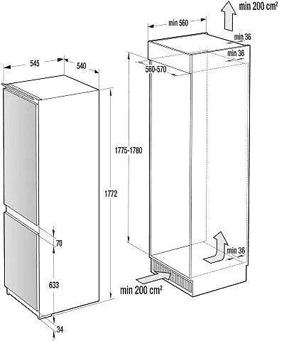 Built-in Fridge MORA VC 1820 Technical draft