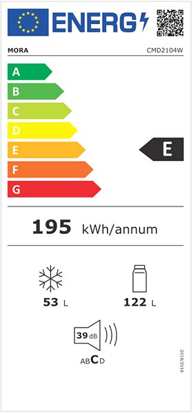 Lednice MORA CMD 2104 Energetický štítek