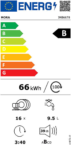 Umývačka riadu MORA IMB 6678 Energetický štítok