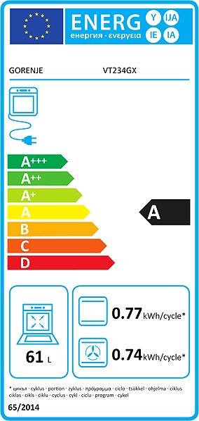 Built-in Oven MORA VT 234 GX Energy label