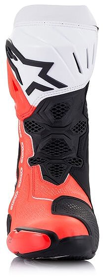 ALPINESTARS SUPERTECH R VENTED motorcycle boots, black/white/red fluo, perforated outer shell, 2025, size 42.
