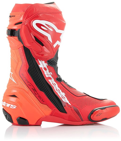 ALPINESTARS SUPERTECH R VENTED motorcycle boots, fluo red/red, 2025, size 37.